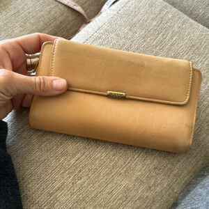 Camel colored genuine cowhide leather wallet by Buxton